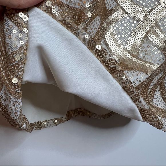 New As U Wish All Over Gold and Cream Sequin Dress Women's Large - Picture 9 of 12